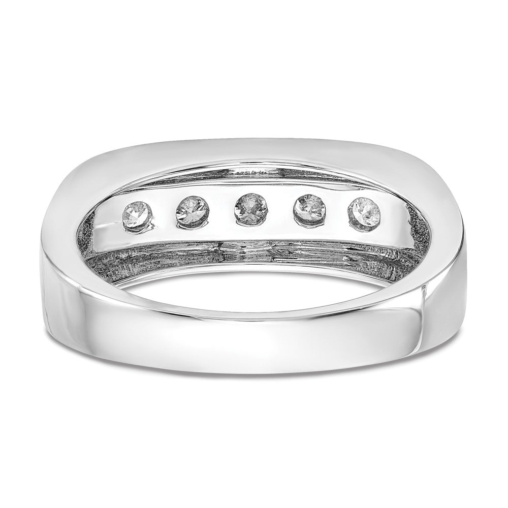 14K White Gold 5-Stone Real Diamond Men's Channel Band