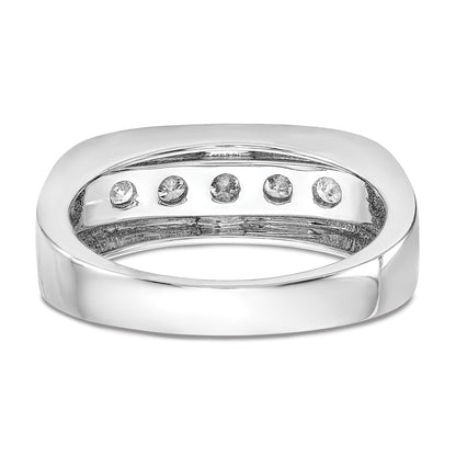 14K White Gold 5-Stone Real Diamond Men's Channel Band