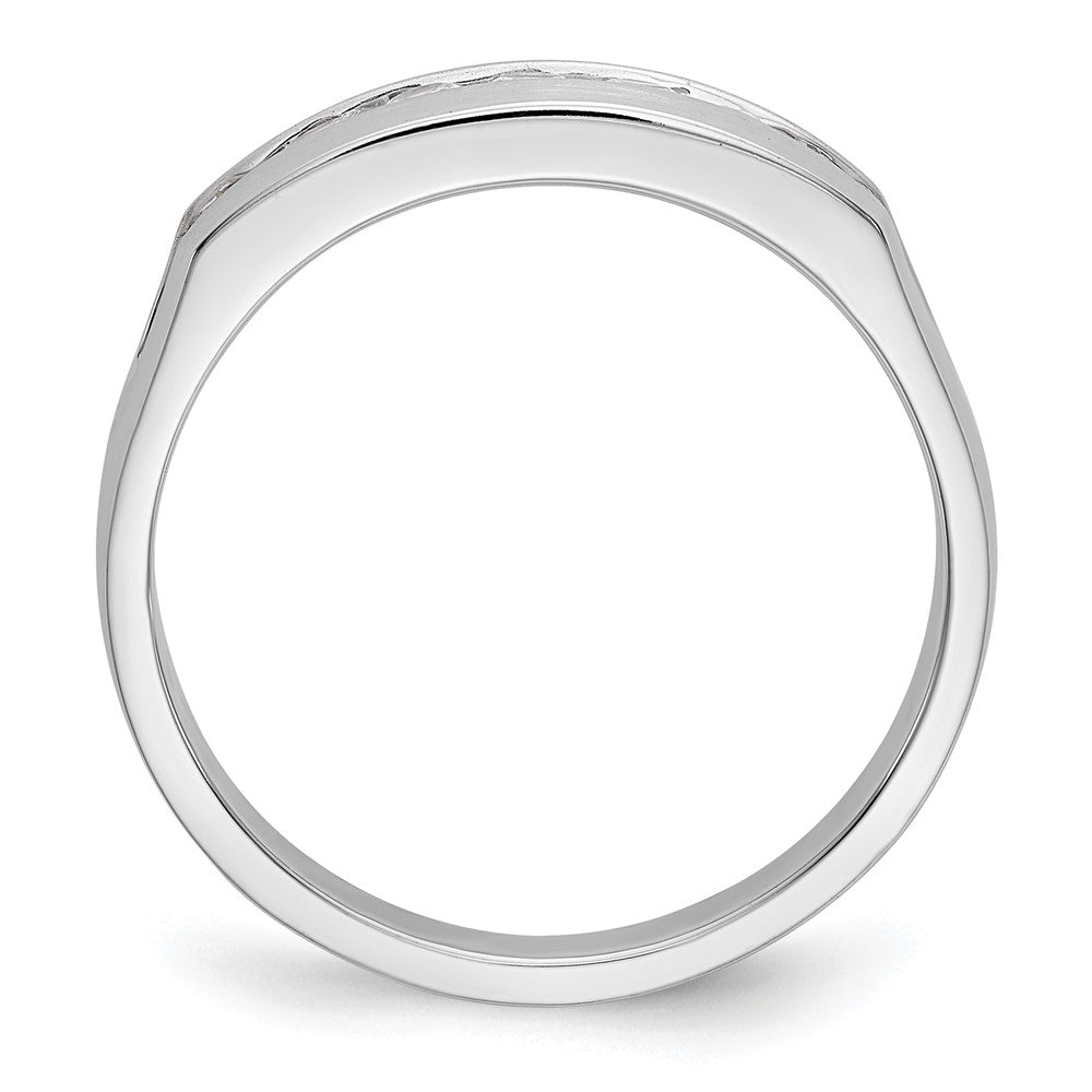 14K White Gold Real Diamond Men's Band