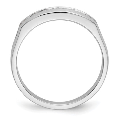 14K White Gold Real Diamond Men's Band