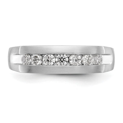 14K White Gold 7 Stone 1/2 Carat Diamond Complete Men'S Channel Band