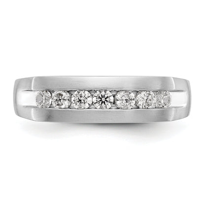 14K White Gold 7 Stone 1/2 Carat Diamond Complete Men'S Channel Band