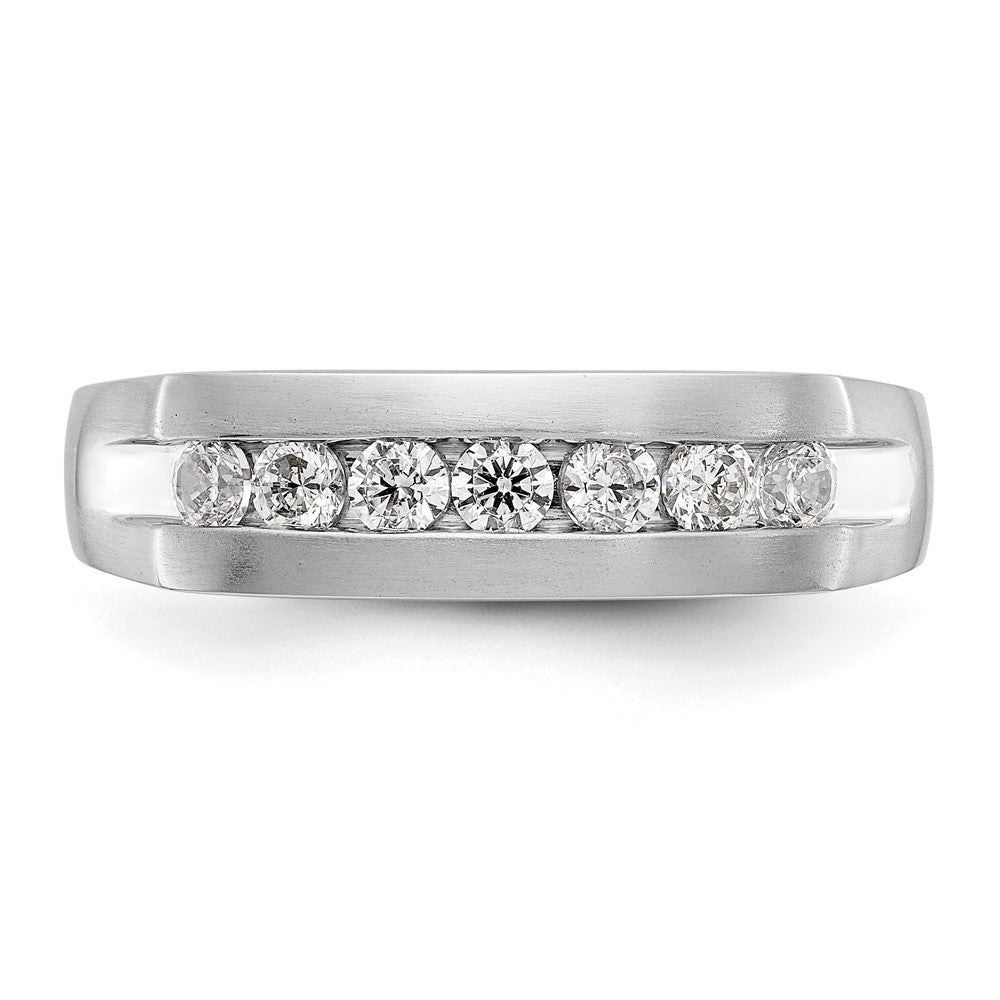 14K White Gold Real Diamond Men's Band