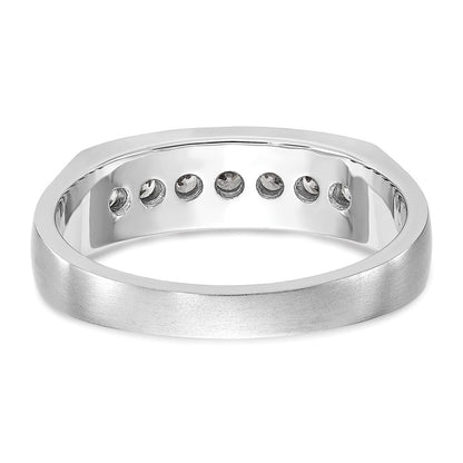 14K White Gold Real Diamond Men's Band