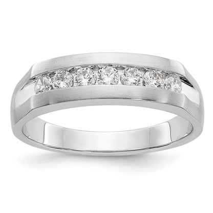 14K White Gold 7 Stone 1/2 Carat Diamond Complete Men'S Channel Band