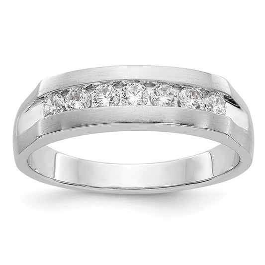 14K White Gold 7 Stone 1/2 Carat Diamond Complete Men'S Channel Band
