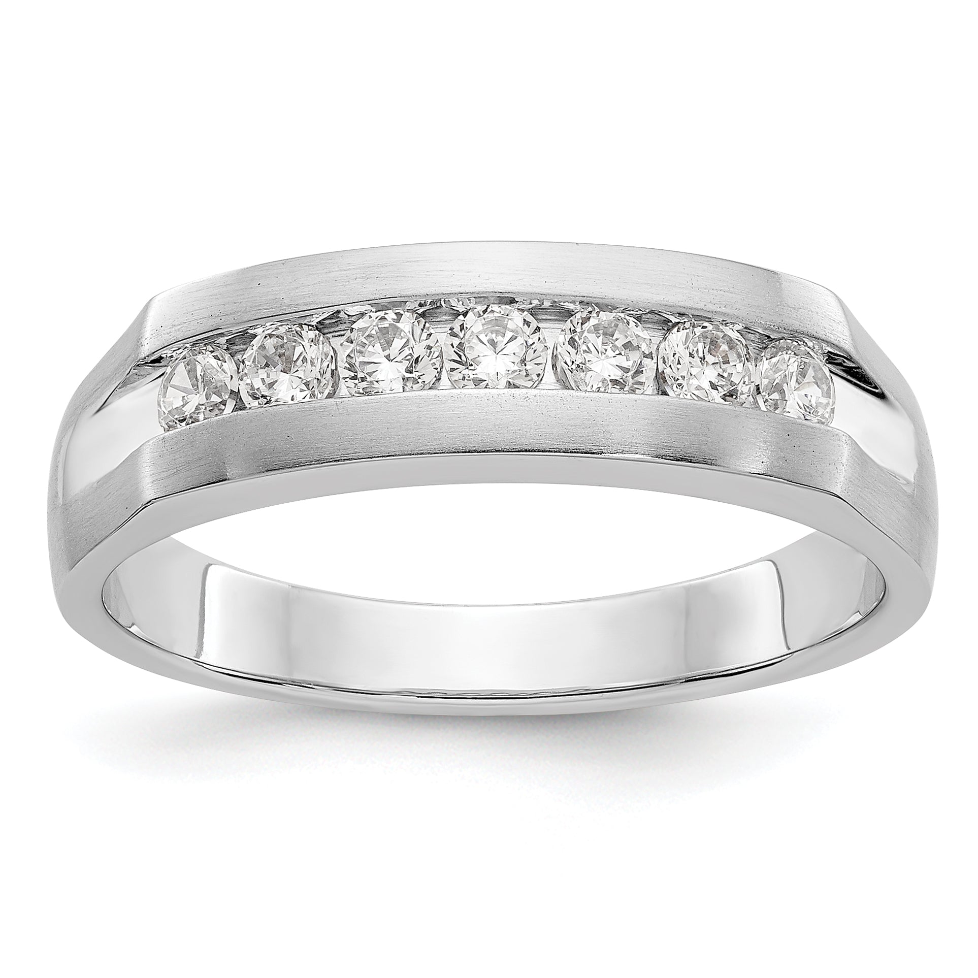 14K White Gold 7 Stone 1/2 Carat Diamond Complete Men'S Channel Band