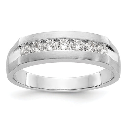 14K White Gold 7 Stone 1/2 Carat Diamond Complete Men'S Channel Band