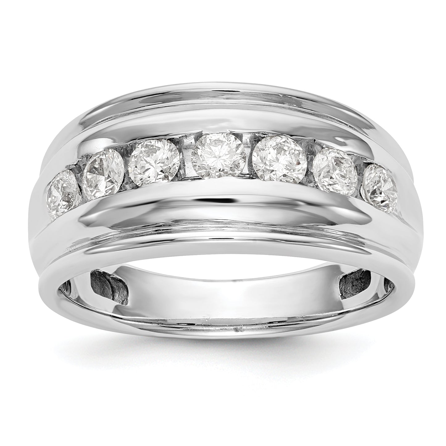 14k White Gold 1 Ct. Lab Grown Diamond VS/SI+ G+ Seven Stone Men's Ring