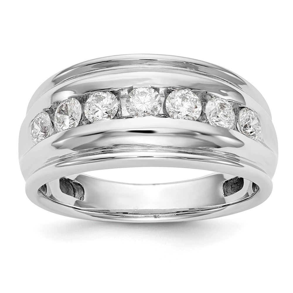 14K White Gold Real Diamond Men's Band