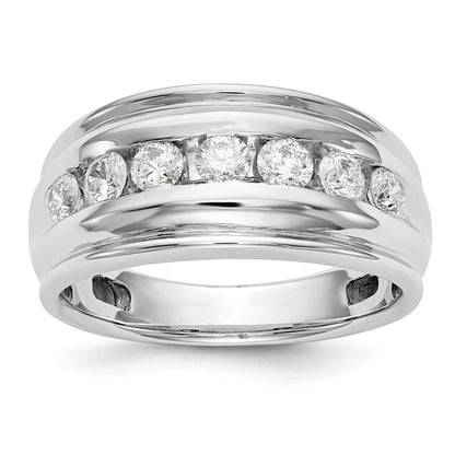 14K White Gold Real Diamond Men's Band