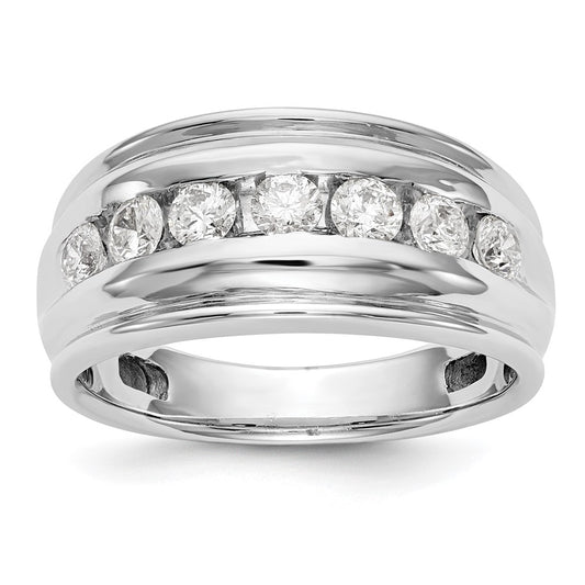 14K White Gold Real Diamond Men's Band