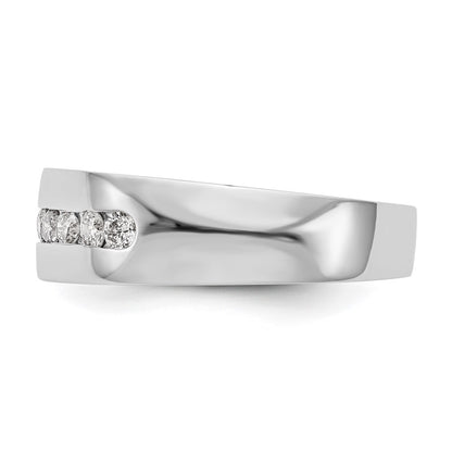 14K White Gold 8 Stone 1/2 Carat Diamond Complete Men'S Channel Band