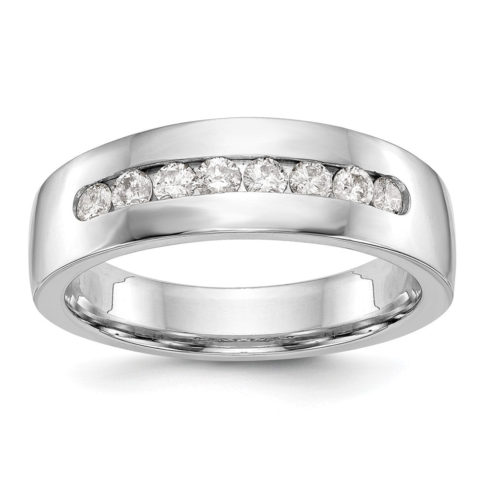 14K White Gold 8 Stone 1/2 Carat Diamond Complete Men'S Channel Band