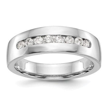 14K White Gold 8 Stone 1/2 Carat Diamond Complete Men'S Channel Band