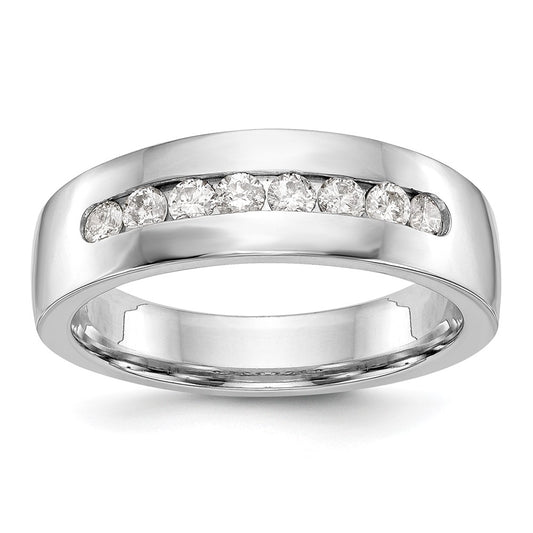14K White Gold 8 Stone 1/2 Carat Diamond Complete Men'S Channel Band