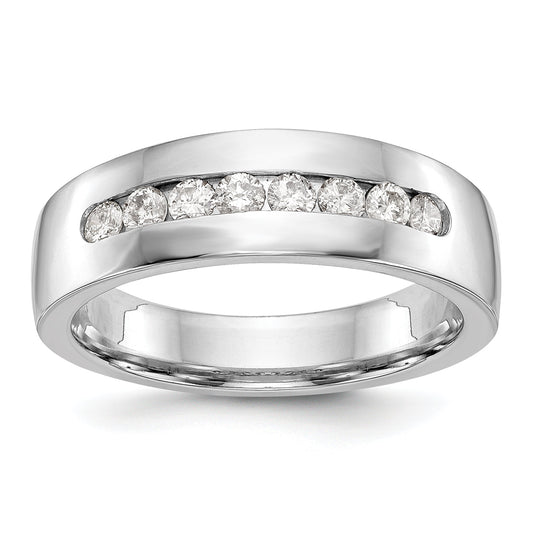 14K White Gold 8 Stone 1/2 Carat Diamond Complete Men'S Channel Band