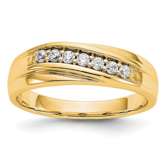 0.25ct. CZ Solid Real 14K Yellow Gold Men's Wedding Band Ring