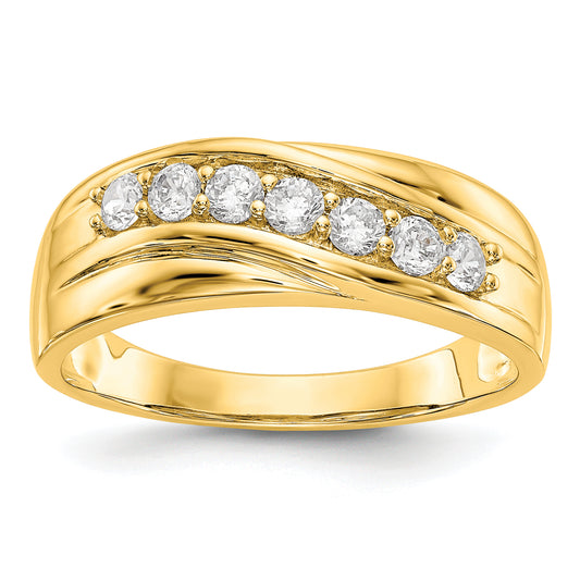 14k Yellow Gold 1/2 Ct. Lab Grown Diamond VS/SI+ G+ Seven Stone Men's Ring