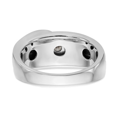 14K White Gold Real Diamond Men's Band