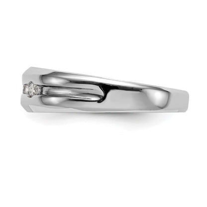 14K White Gold 3 Stone 1/6 Carat Diamond Complete Men'S Band