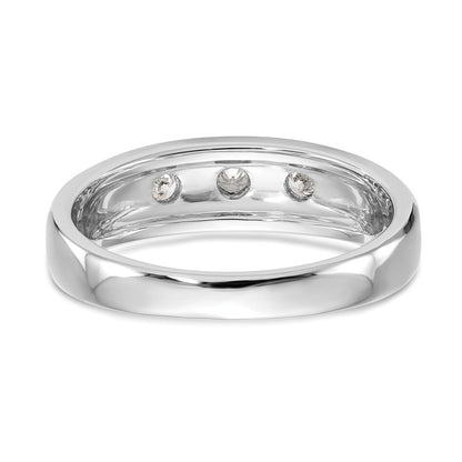 14K White Gold 3 Stone 1/6 Carat Diamond Complete Men'S Band