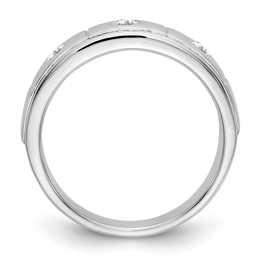 14K White Gold Real Diamond Men's Band
