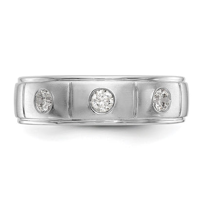 14K White Gold Real Diamond Men's Band
