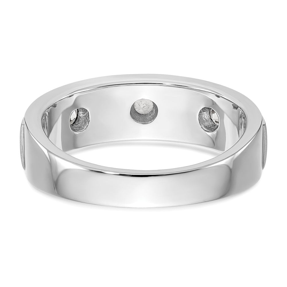 14K White Gold Real Diamond Men's Band