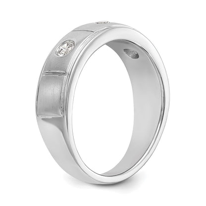 14K White Gold Real Diamond Men's Band