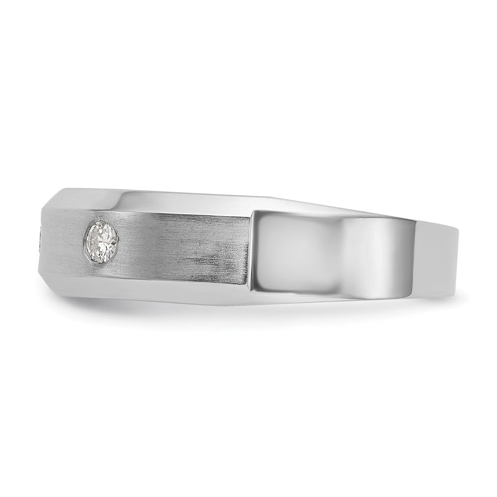 14K White Gold Real Diamond Men's Band