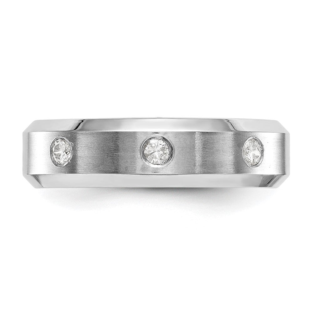 14K White Gold Real Diamond Men's Band