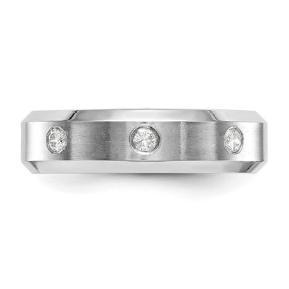 14K White Gold Real Diamond Men's Band
