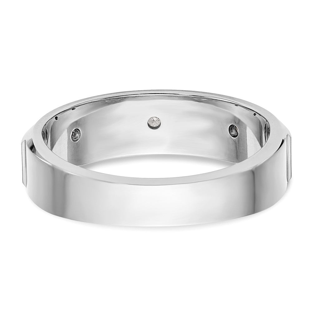14K White Gold Real Diamond Men's Band