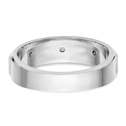 14K White Gold Real Diamond Men's Band