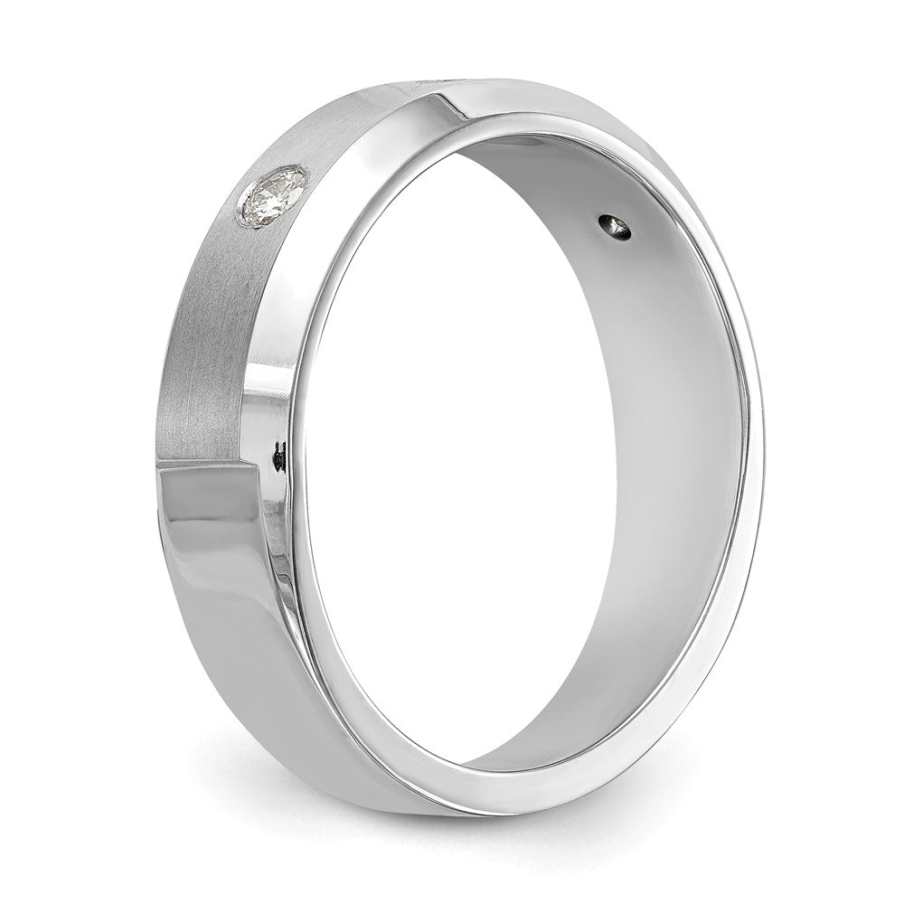 14K White Gold Real Diamond Men's Band