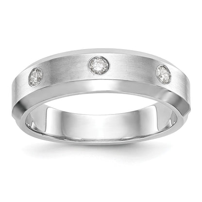 14K White Gold Real Diamond Men's Band