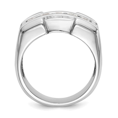 0.64ct. CZ Solid Real 14k White Gold Men's Wedding Band Ring
