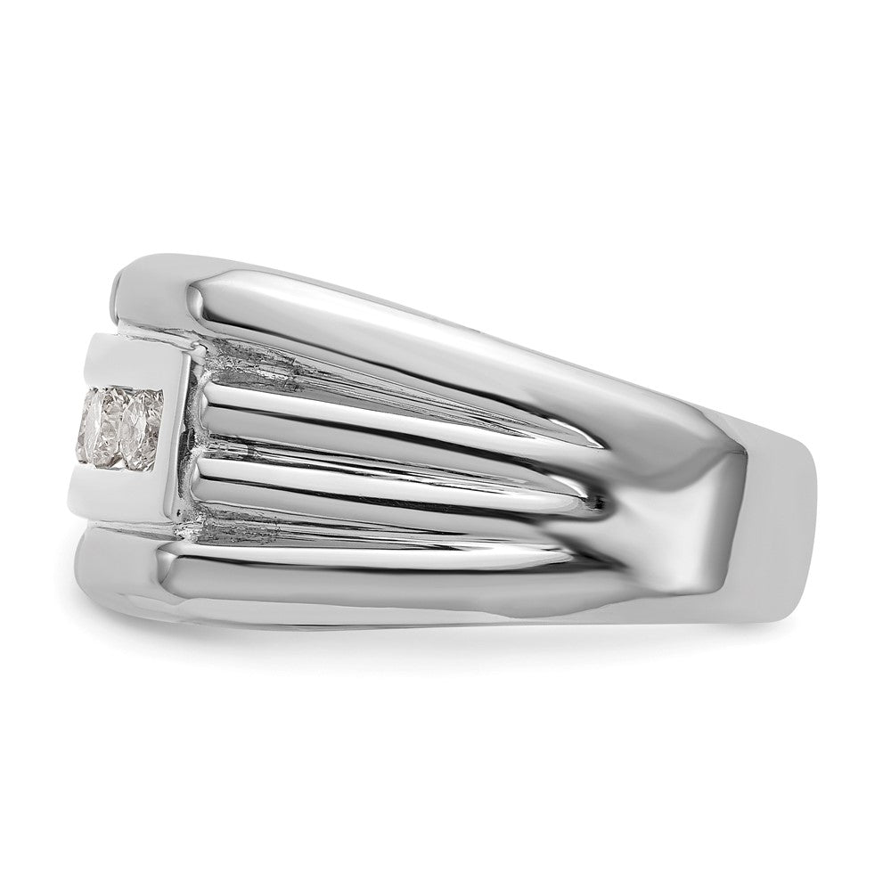 0.64ct. CZ Solid Real 14k White Gold Men's Wedding Band Ring