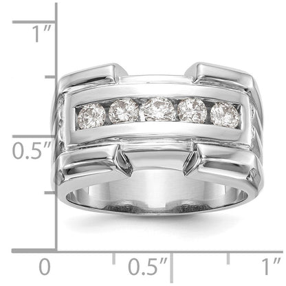 0.64ct. CZ Solid Real 14k White Gold Men's Wedding Band Ring