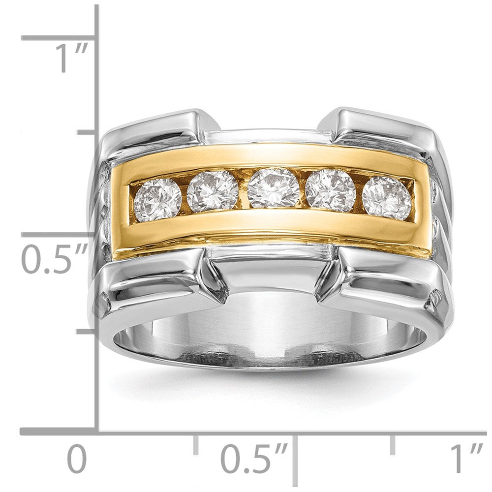 0.64ct. CZ Solid Real 14k Two-tone Men's Wedding Band Ring