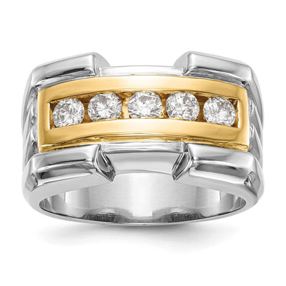 0.64ct. CZ Solid Real 14K Yellow Gold Men's Wedding Band Ring