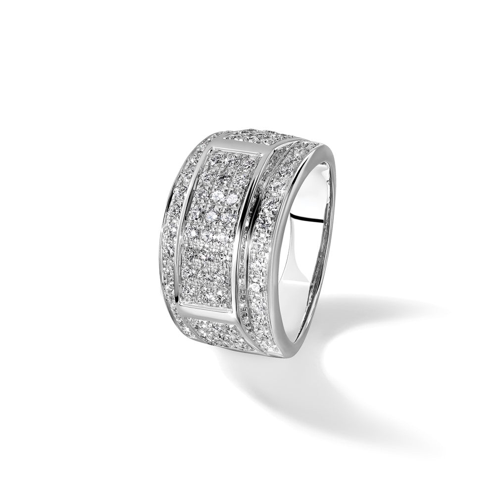 14K White Gold Pave 2 Carat Diamond Complete Men'S Band