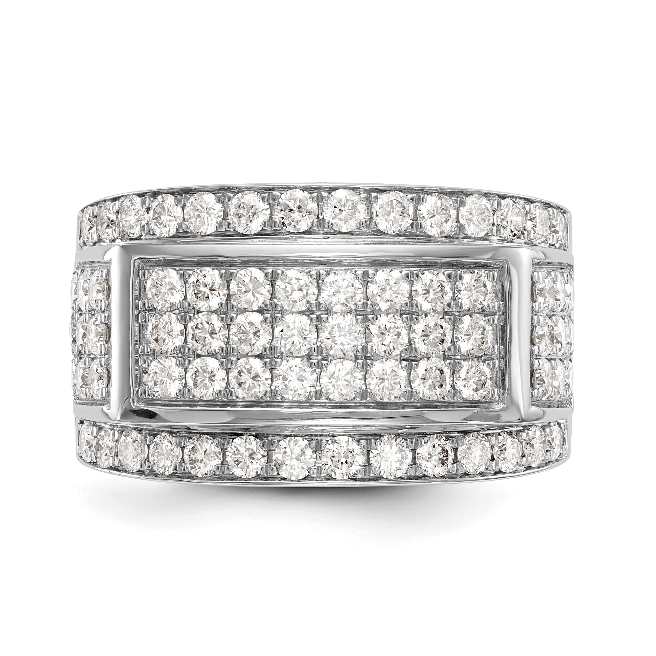 14K White Gold Pave 2 Carat Diamond Complete Men'S Band