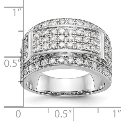 14K White Gold Pave 2 Carat Diamond Complete Men'S Band