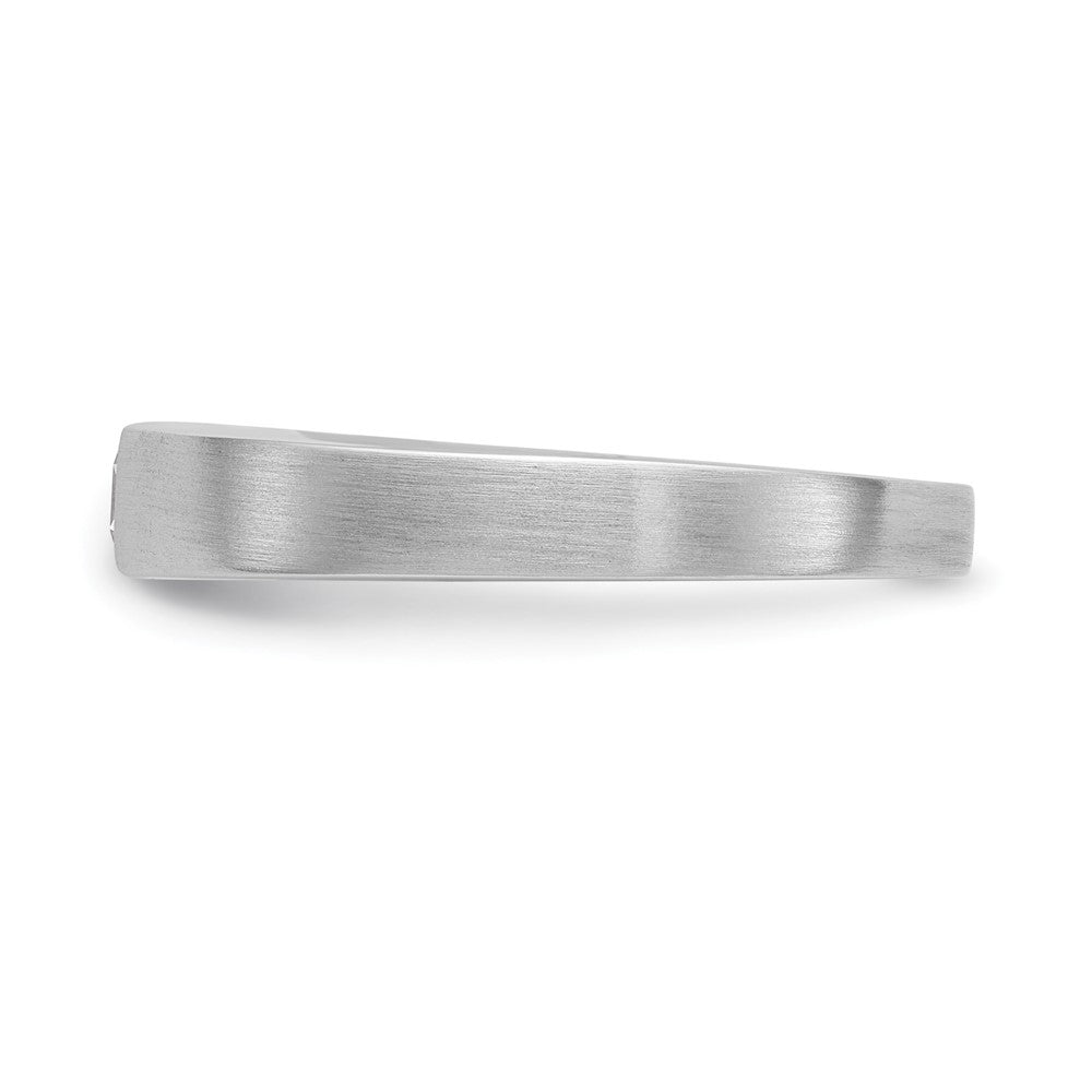 14K White Gold Real Diamond Men's Band