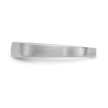 14K White Gold Real Diamond Men's Band