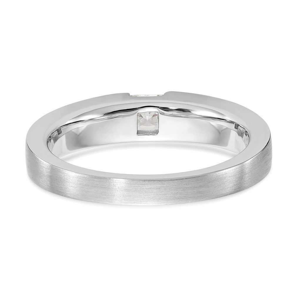 14K White Gold Real Diamond Men's Band