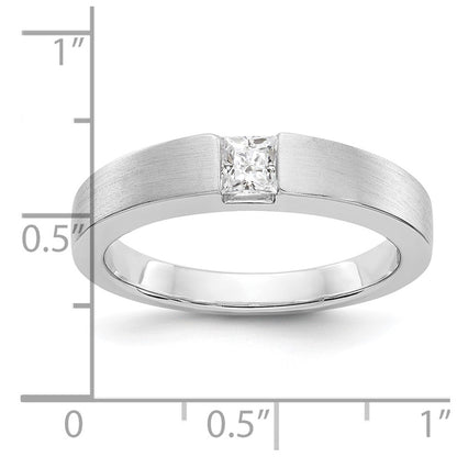 14K White Gold Real Diamond Men's Band