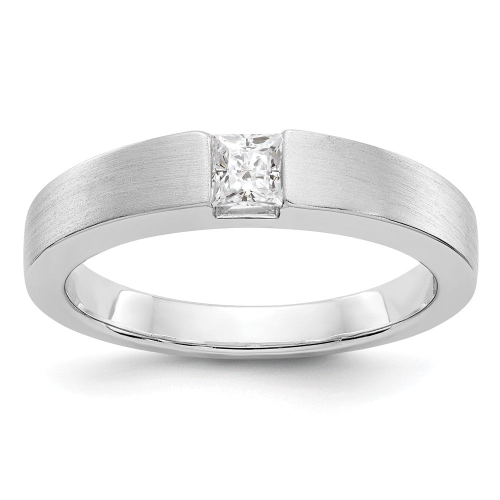 14K White Gold Real Diamond Men's Band